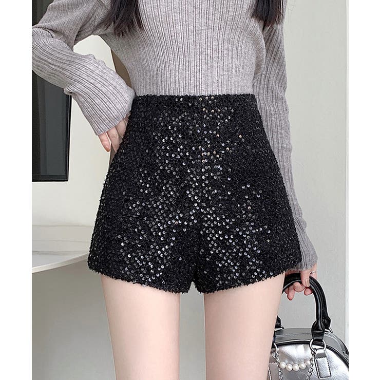 ブラック | 春新作 スパンコール ハイウエスト | ShopNikoNiko
