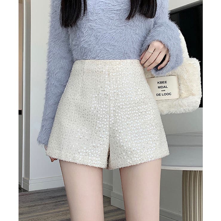 ホワイト | 春新作 スパンコール ハイウエスト | ShopNikoNiko