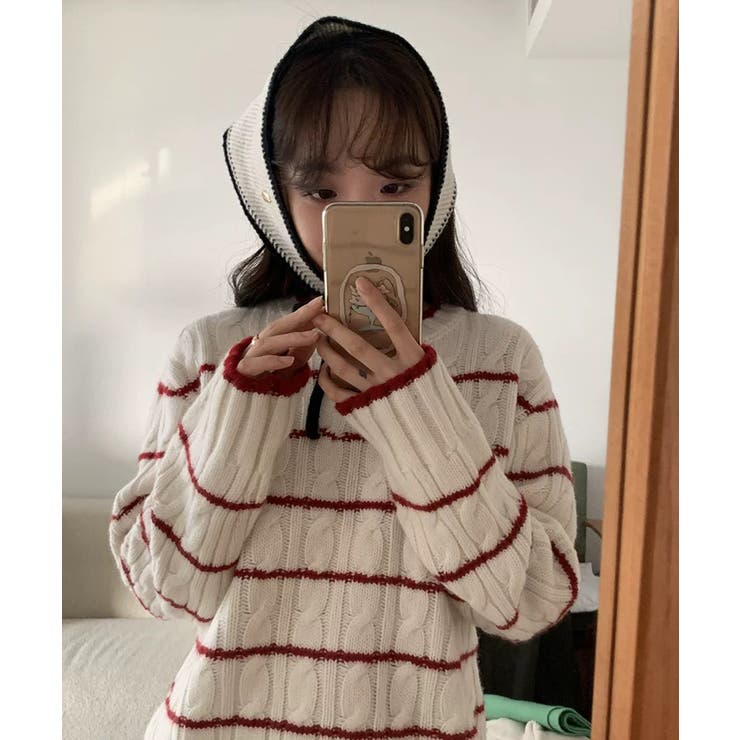 冬新作 バイカラーニット 紐付 | ShopNikoNiko | 詳細画像5 