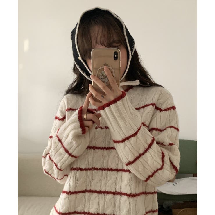 冬新作 バイカラーニット 紐付 | ShopNikoNiko | 詳細画像8 