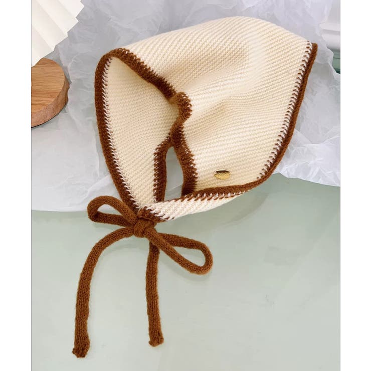 アイボリー | 冬新作 バイカラーニット 紐付 | ShopNikoNiko