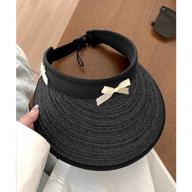 ブラック | 冬新作 リボンモチーフ ペーパーサンバイザー | ShopNikoNiko