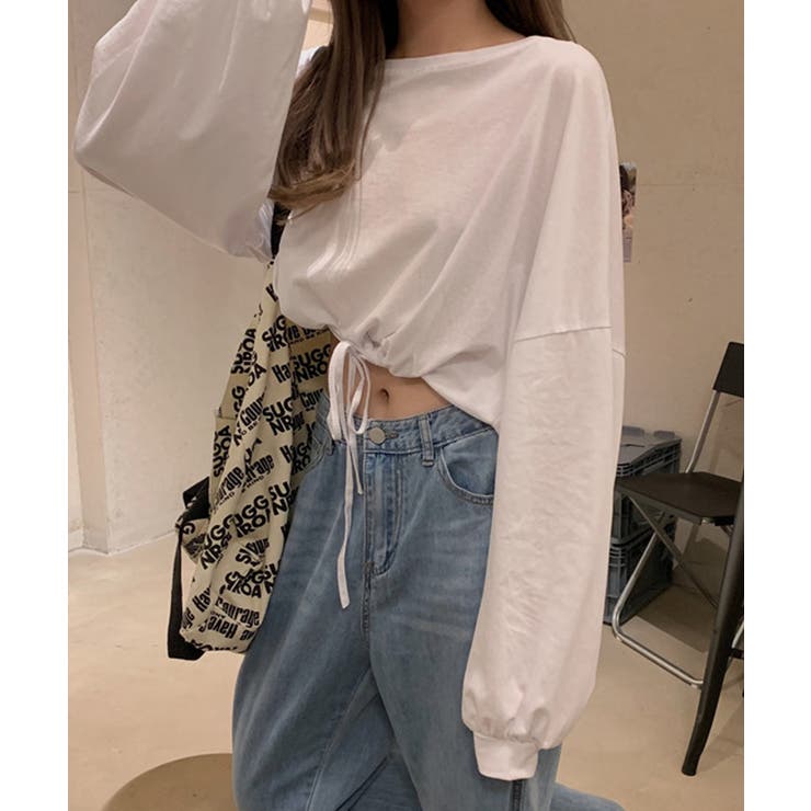 ホワイト | 冬新作 クロップド丈 裾絞りスウェットma | ShopNikoNiko