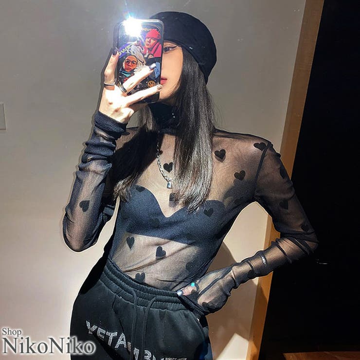 冬新作 ハート柄 タートルネック | ShopNikoNiko | 詳細画像1 