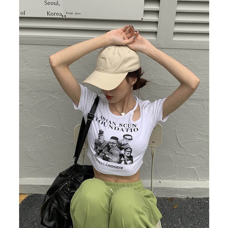春新作 ショルダーカットアウト ショート丈チビTシャツ | ShopNikoNiko | 詳細画像11 