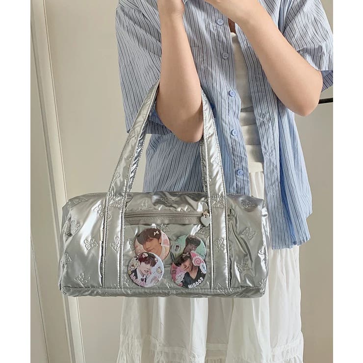 シルバー | 冬新作 リボンキルティング クリアポケット付き | ShopNikoNiko