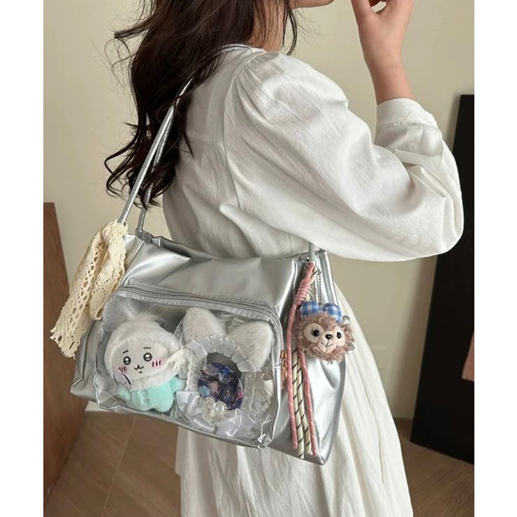 シルバー | 冬新作 ダブルハンドル クリアポケット付き | ShopNikoNiko