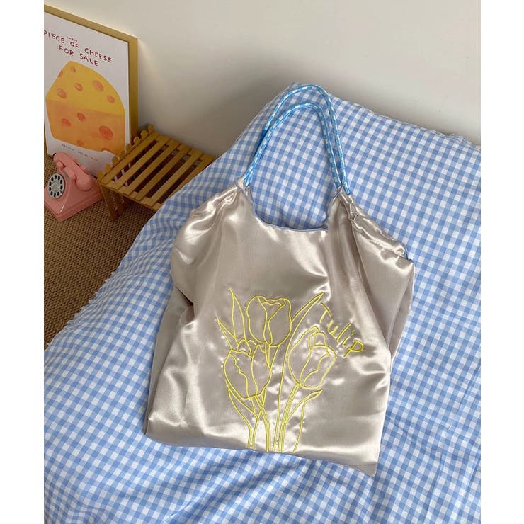 グレー | 冬新作 チューリップ刺繍 サテン | ShopNikoNiko