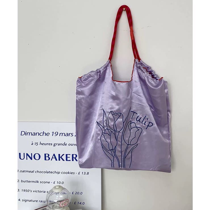 パープル | 冬新作 チューリップ刺繍 サテン | ShopNikoNiko