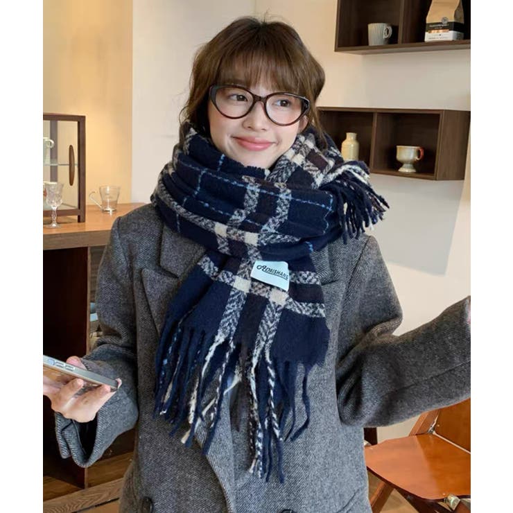 ネイビー | 冬新作 チェック柄 ワッペン付き | ShopNikoNiko