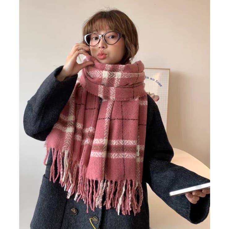 ピンク | 冬新作 チェック柄 ワッペン付き | ShopNikoNiko