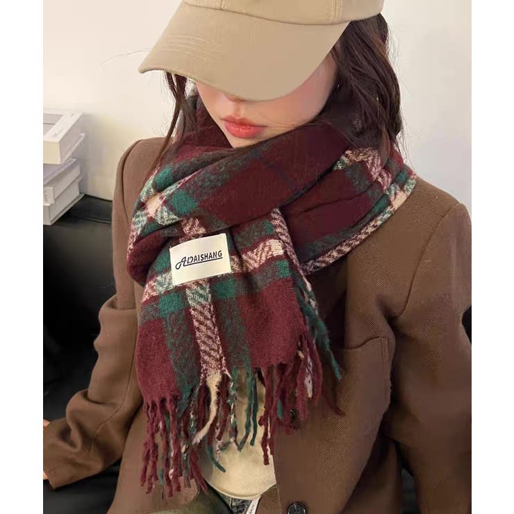 ワイン | 冬新作 チェック柄 ワッペン付き | ShopNikoNiko