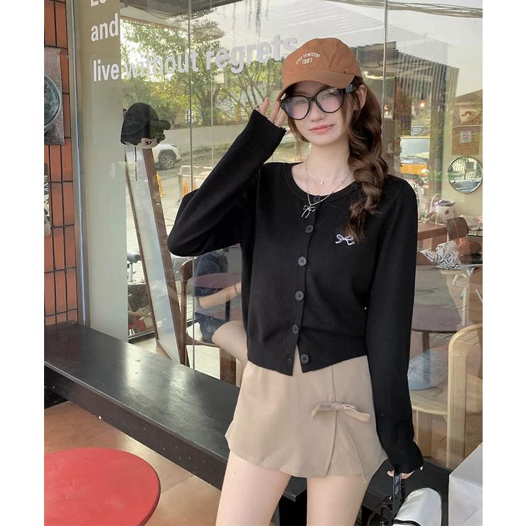 冬新作 ワンポイントリボン刺繍 ニットカーディガン | ShopNikoNiko | 詳細画像4 