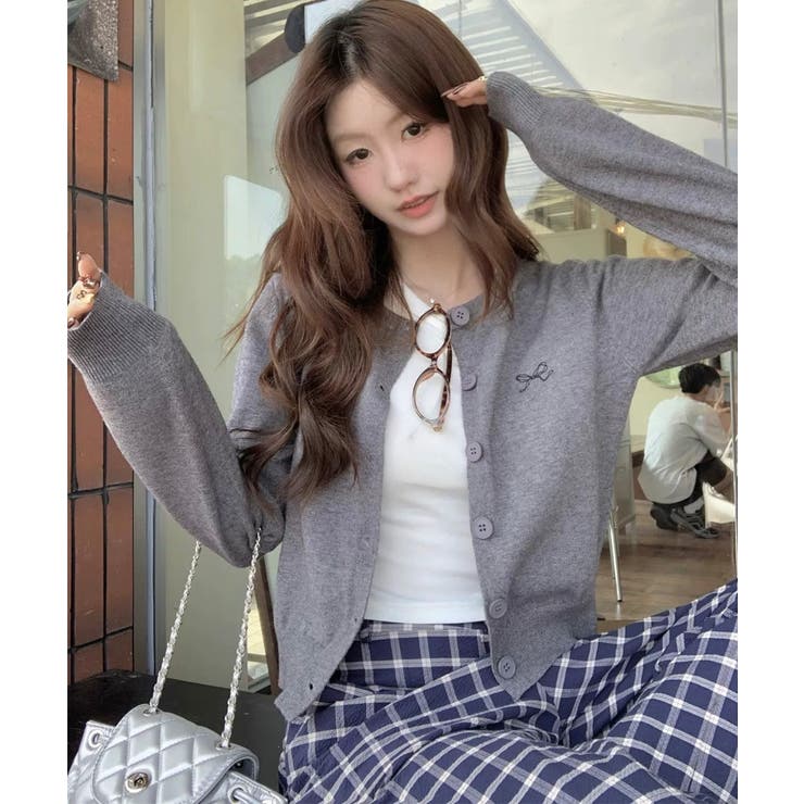 冬新作 ワンポイントリボン刺繍 ニットカーディガン | ShopNikoNiko | 詳細画像7 