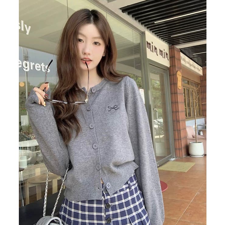 冬新作 ワンポイントリボン刺繍 ニットカーディガン | ShopNikoNiko | 詳細画像9 