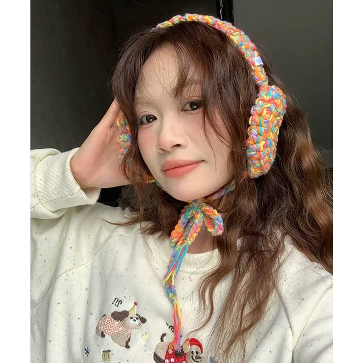 オレンジ | 冬新作 カラフルニット編み 紐付き | ShopNikoNiko