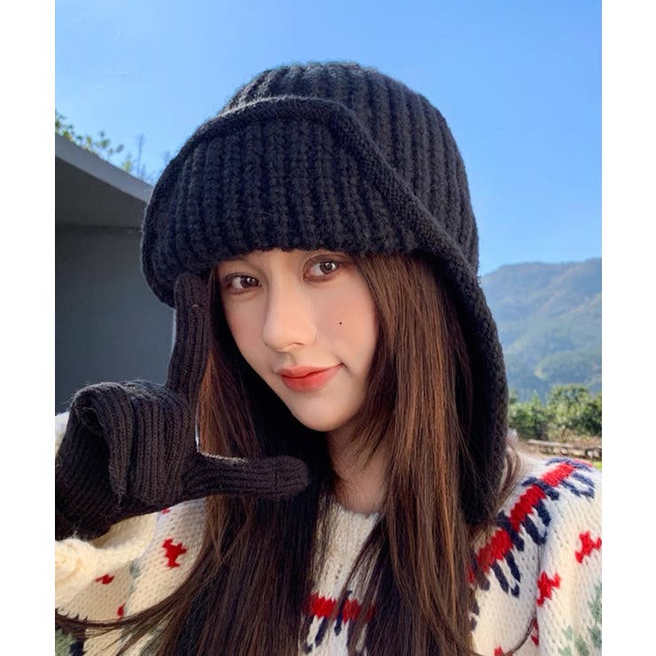 冬新作 ストラップ付き フライトニットキャップ雪遊び | ShopNikoNiko | 詳細画像4 