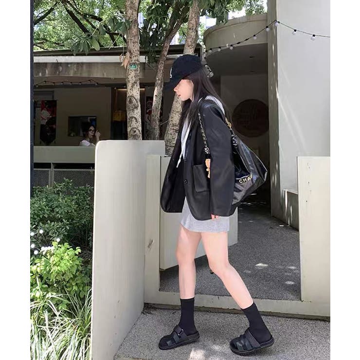 冬新作 PUレザー テーラードジャケット海外コーデ | ShopNikoNiko | 詳細画像9 