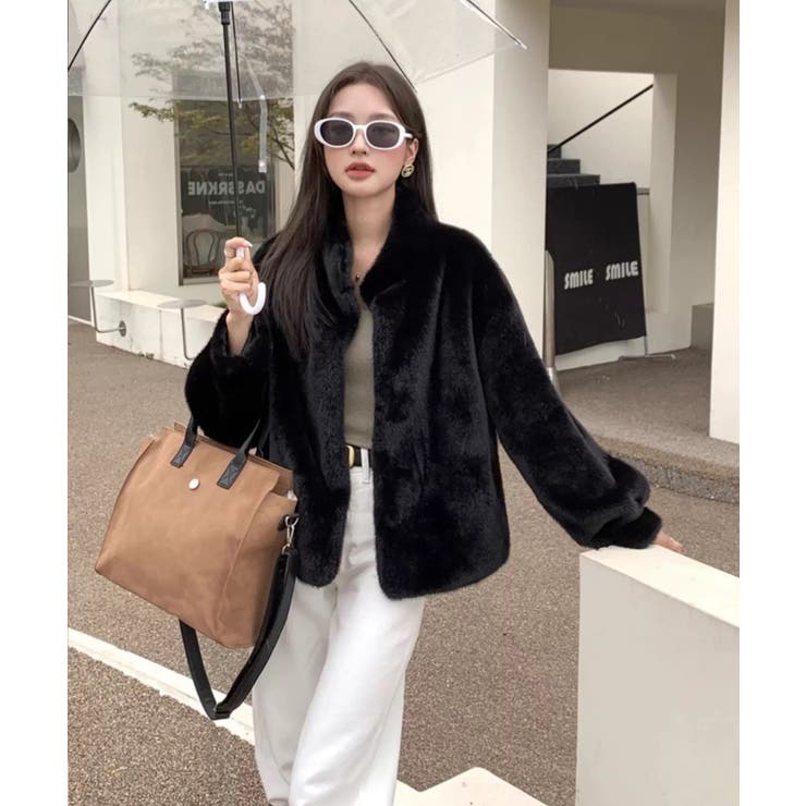 冬新作 スタンドカラー フェイクファーブルゾン海外コーデ | ShopNikoNiko | 詳細画像4 
