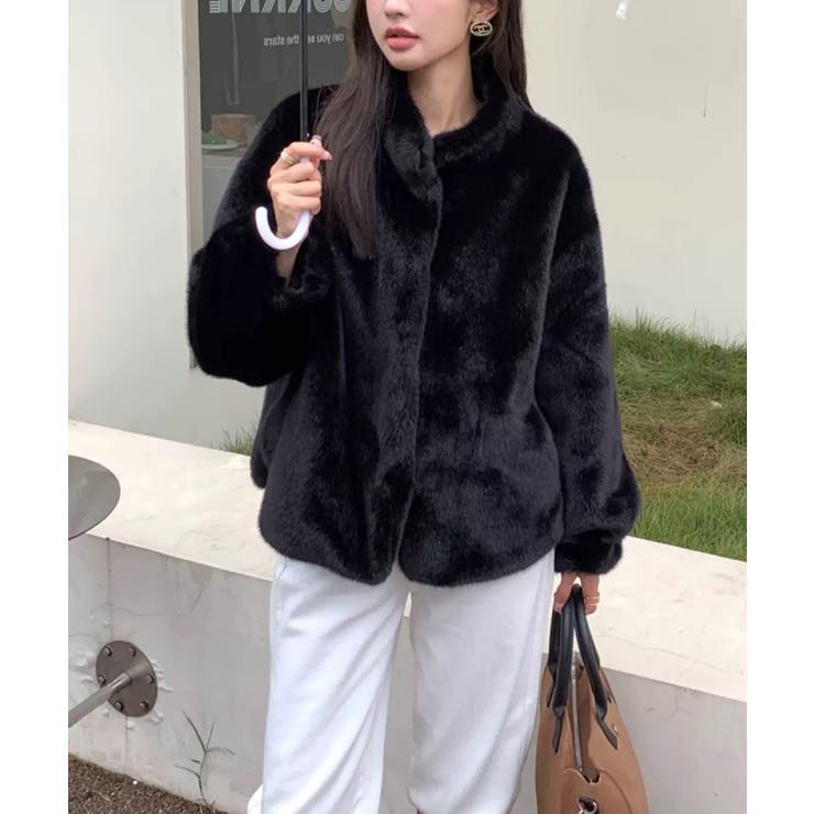 冬新作 スタンドカラー フェイクファーブルゾン海外コーデ | ShopNikoNiko | 詳細画像5 