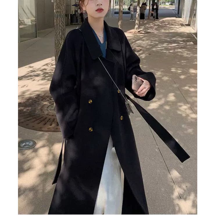 ブラック | 冬新作 ウエストベルト付き ロング丈 | ShopNikoNiko