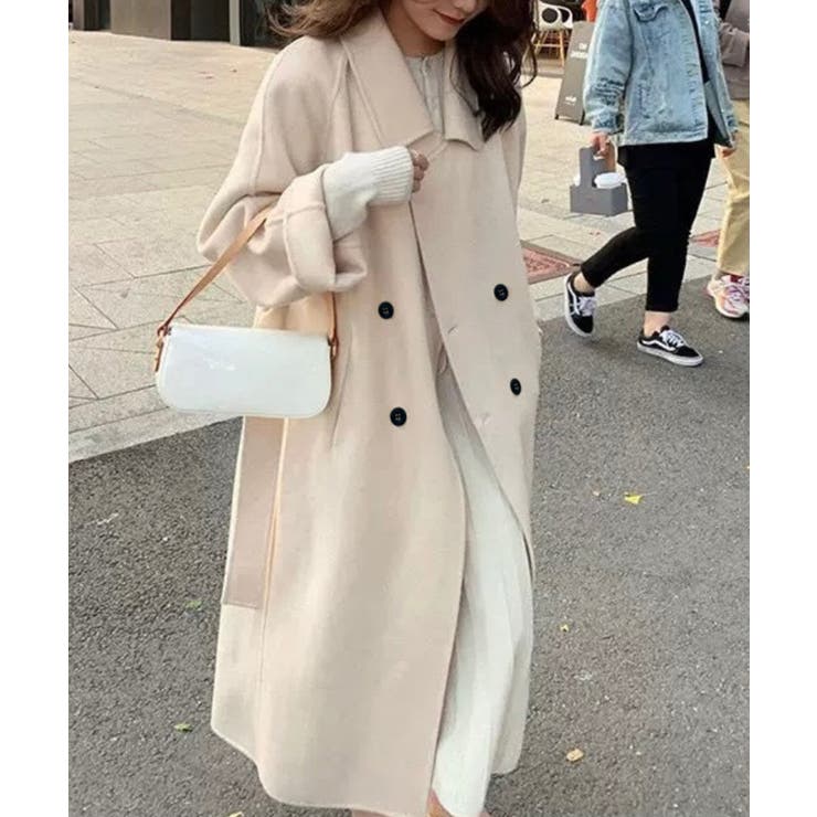 ホワイト | 冬新作 ウエストベルト付き ロング丈 | ShopNikoNiko