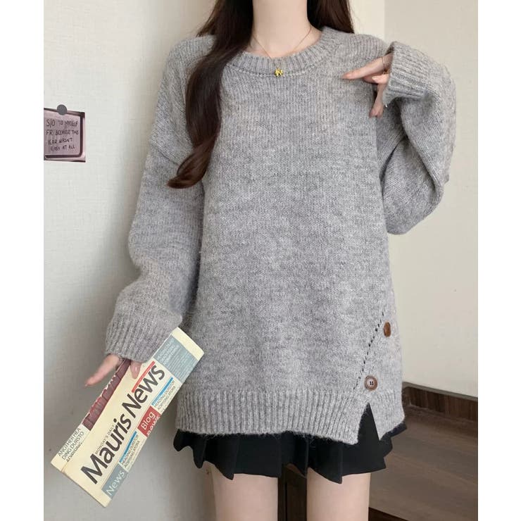 冬新作 サイドボタンデザイン アシンメトリー | ShopNikoNiko | 詳細画像6 