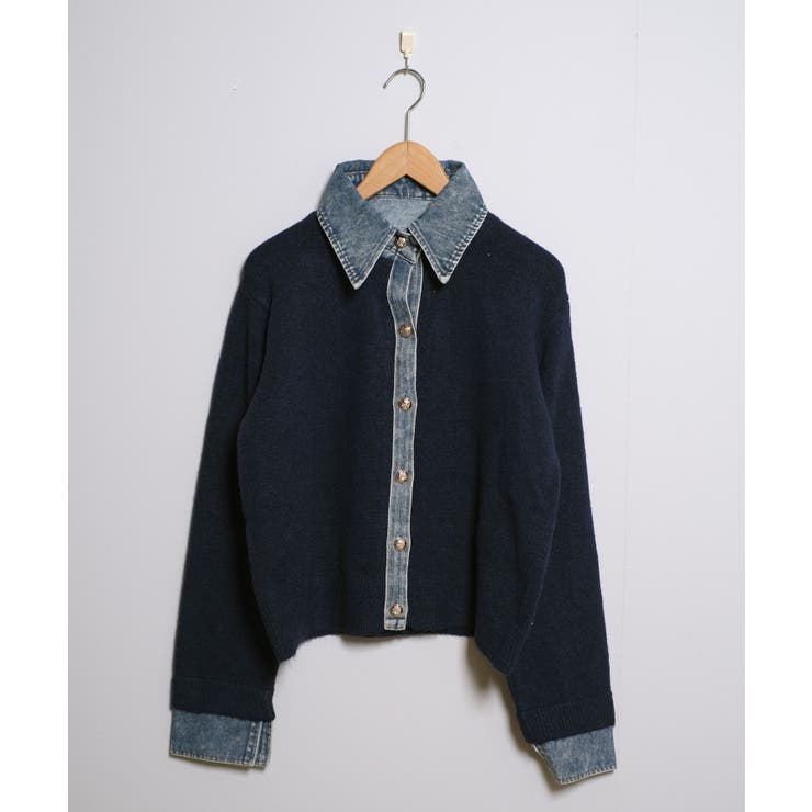 冬新作 デニムドッキング ニットカーディガントップス | ShopNikoNiko | 詳細画像12 