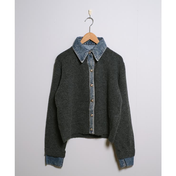 冬新作 デニムドッキング ニットカーディガントップス | ShopNikoNiko | 詳細画像14 