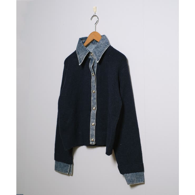 冬新作 デニムドッキング ニットカーディガントップス | ShopNikoNiko | 詳細画像16 