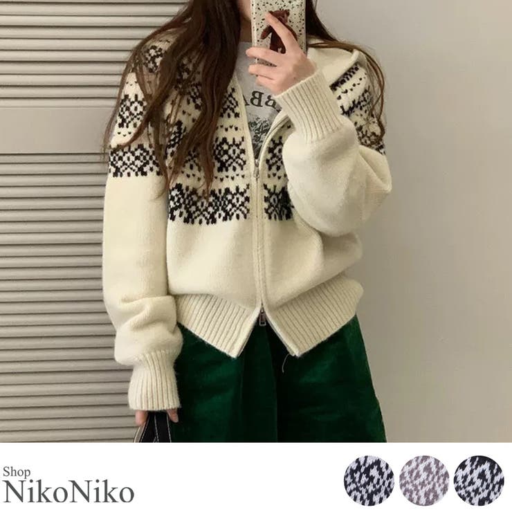 冬新作 ノルディック柄 ダブルジップアップ | ShopNikoNiko | 詳細画像1 