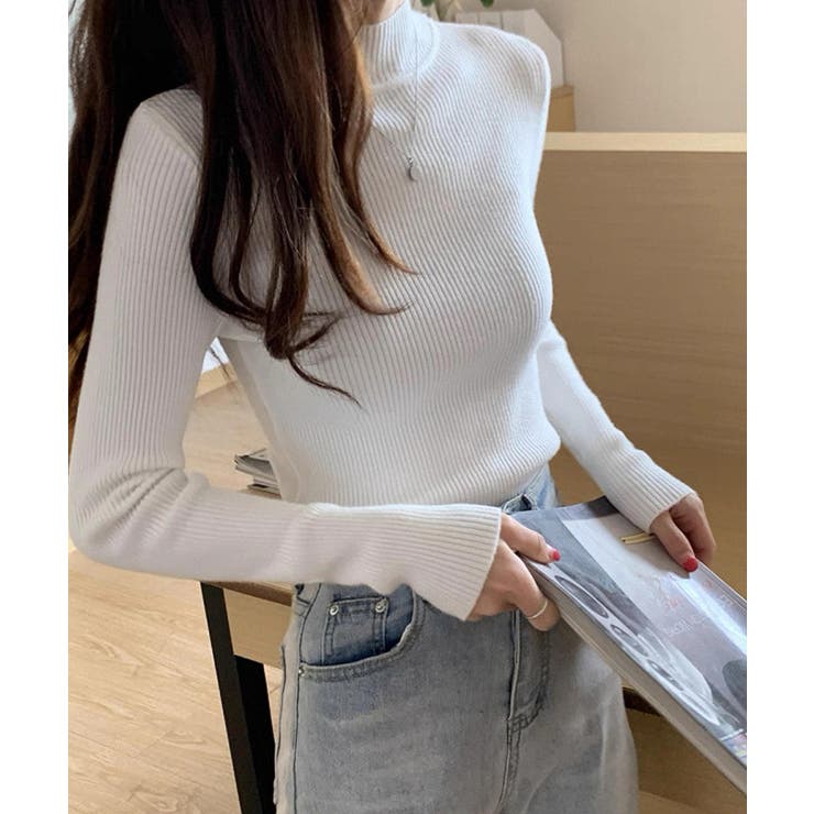 ホワイト | 冬新作 ベーシック ハイネック | ShopNikoNiko