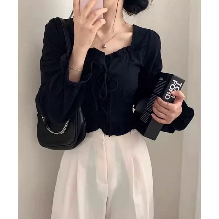 春新作 レースアップリボン フリルネック | ShopNikoNiko | 詳細画像4 