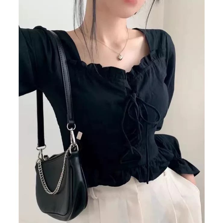 春新作 レースアップリボン フリルネック | ShopNikoNiko | 詳細画像5 