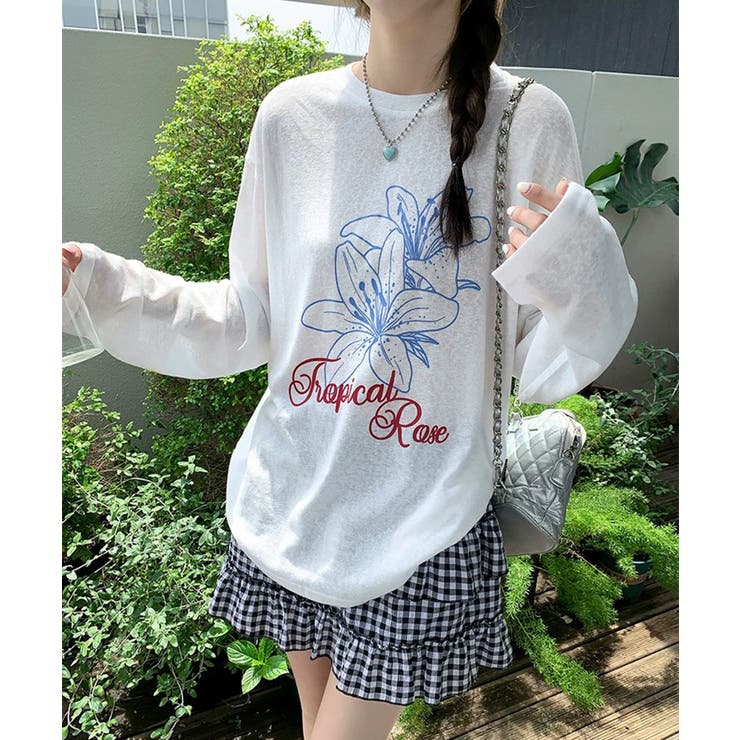 冬新作 フラワープリント シアーオーバートップス | ShopNikoNiko | 詳細画像4 