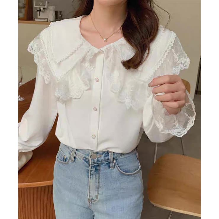 冬新作 ビックレースカラー フリル袖 | ShopNikoNiko | 詳細画像4 