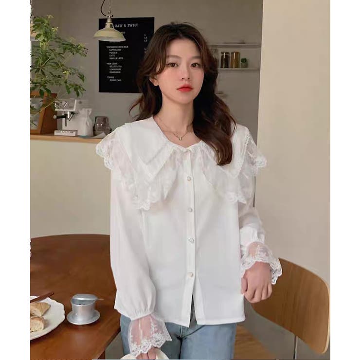 冬新作 ビックレースカラー フリル袖 | ShopNikoNiko | 詳細画像6 