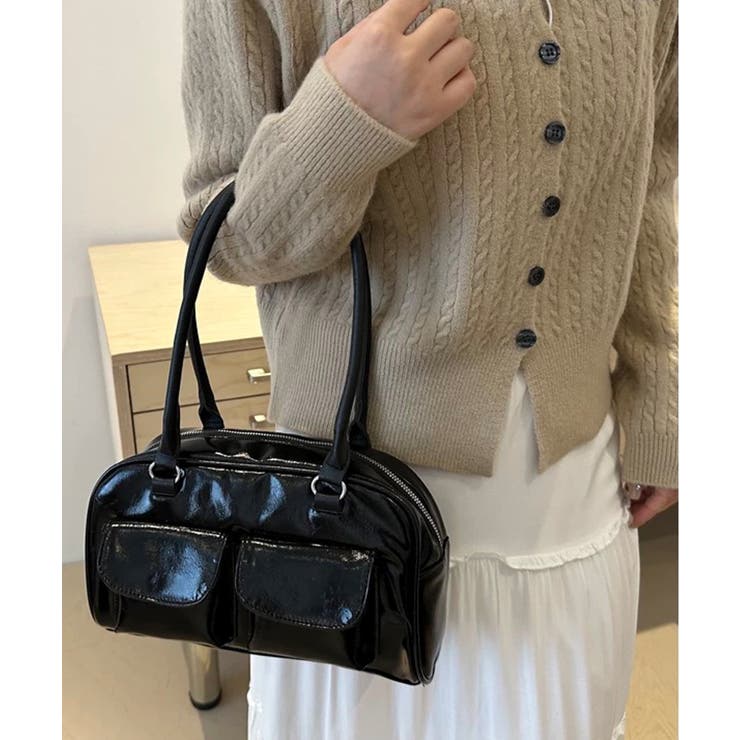 冬新作 フロントダブルポケット ボストンバッグ韓国バッグ | ShopNikoNiko | 詳細画像7 