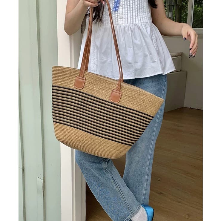 冬新作 PUレザーハンドル ストロー編み | ShopNikoNiko | 詳細画像7 