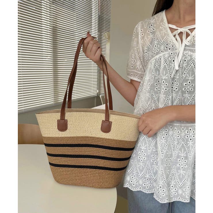 冬新作 PUレザーハンドル ストロー編み | ShopNikoNiko | 詳細画像13 