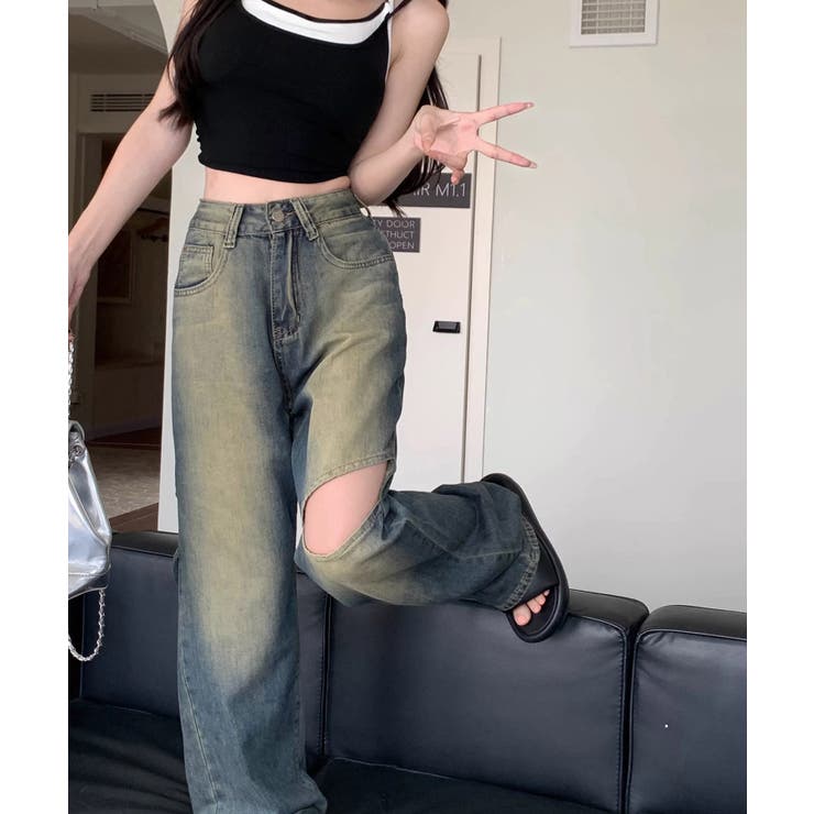 冬新作 ウォッシュ加工 カットアウト | ShopNikoNiko | 詳細画像5 