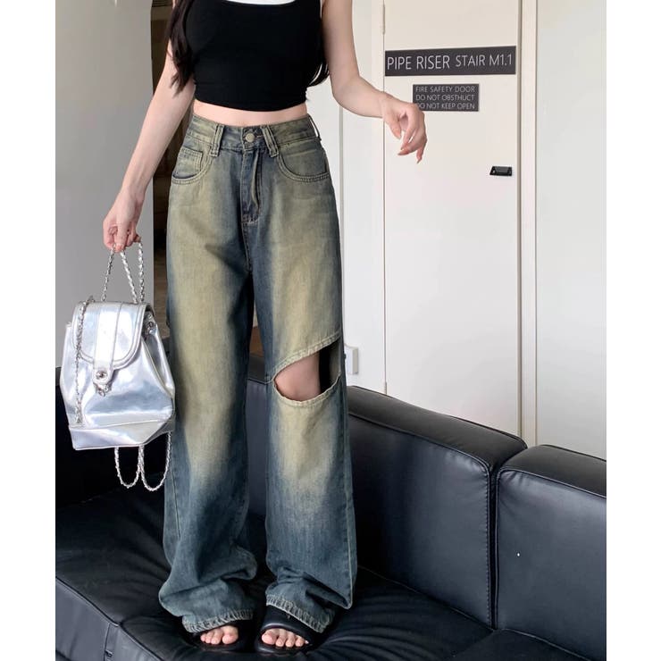 冬新作 ウォッシュ加工 カットアウト | ShopNikoNiko | 詳細画像6 