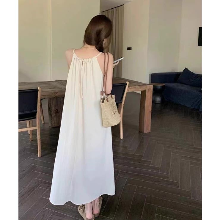CHICWISH★バックリボンホルターネックマキシワンピース☆ バックリボンティアードラッフルホルターネックワンピース