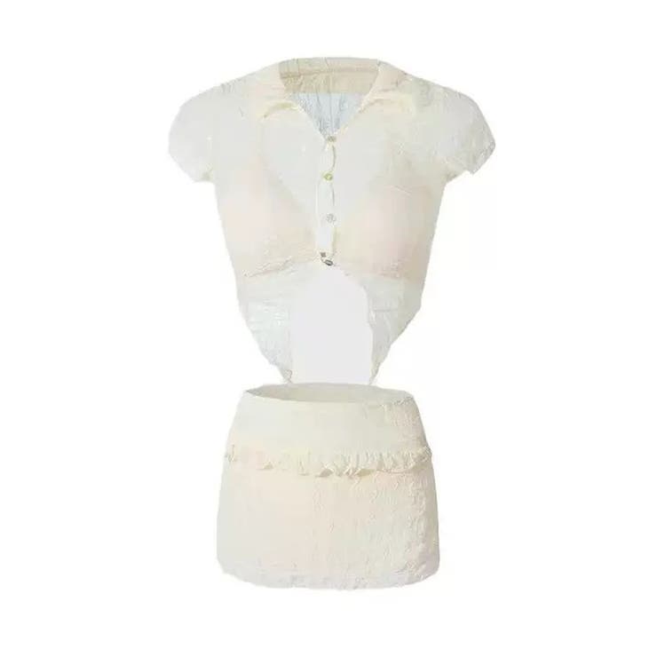 冬新作 ウェーブシースルー ボレロカーディガン付き水着淡色 | ShopNikoNiko | 詳細画像9 