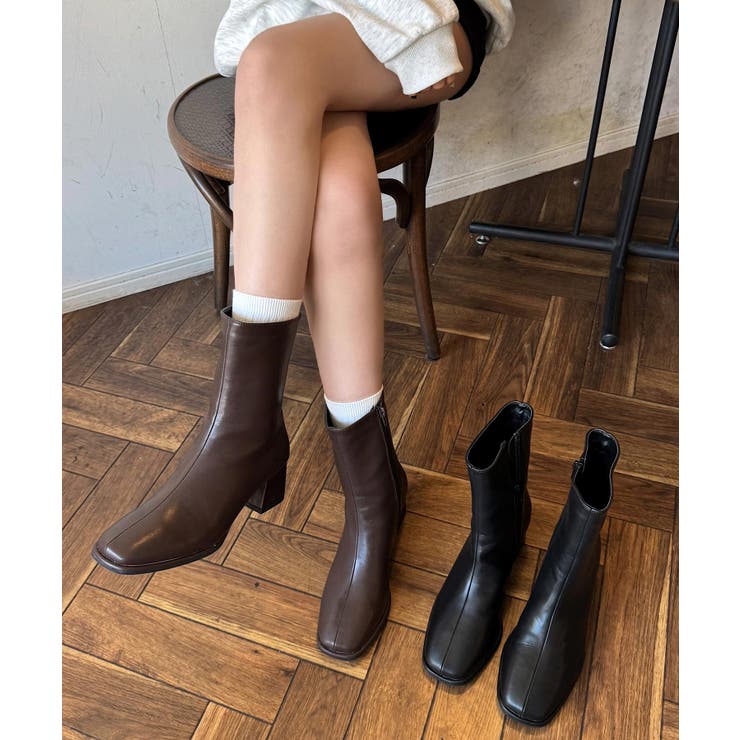 冬新作 スクエアトゥ ミドルブーツ韓国ファッション | ShopNikoNiko | 詳細画像8 