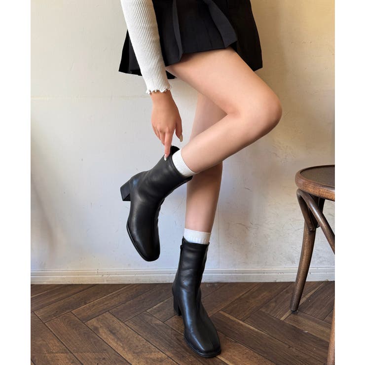 冬新作 スクエアトゥ ミドルブーツ韓国ファッション | ShopNikoNiko | 詳細画像15 