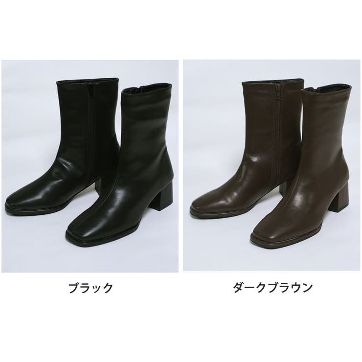 冬新作 スクエアトゥ ミドルブーツ韓国ファッション | ShopNikoNiko | 詳細画像2 