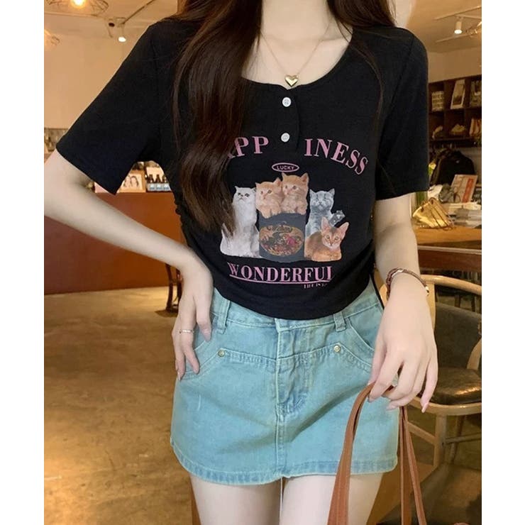 冬新作 猫プリント サイドシャーリング | ShopNikoNiko | 詳細画像5 