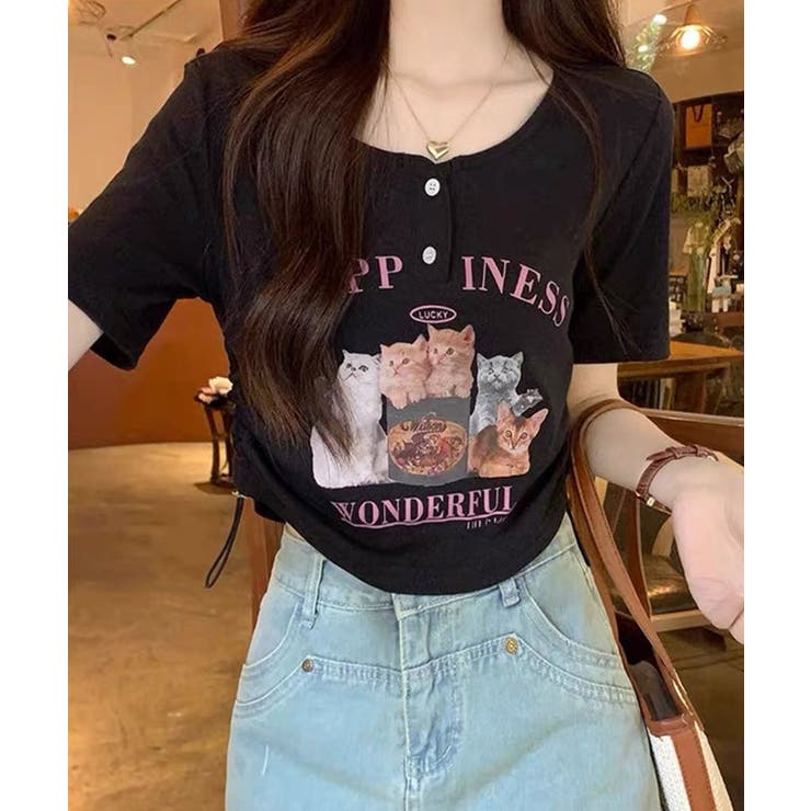 冬新作 猫プリント サイドシャーリング | ShopNikoNiko | 詳細画像6 