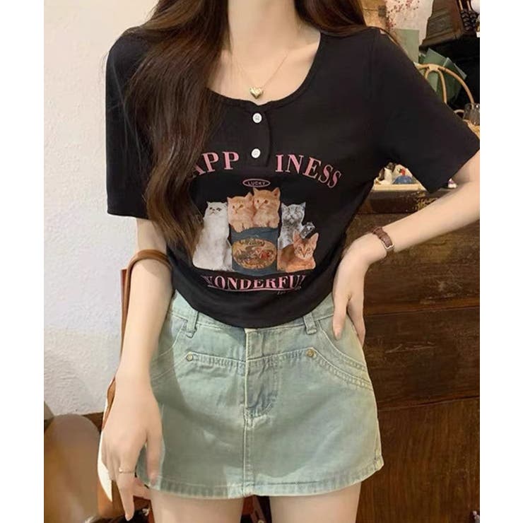 冬新作 猫プリント サイドシャーリング | ShopNikoNiko | 詳細画像8 